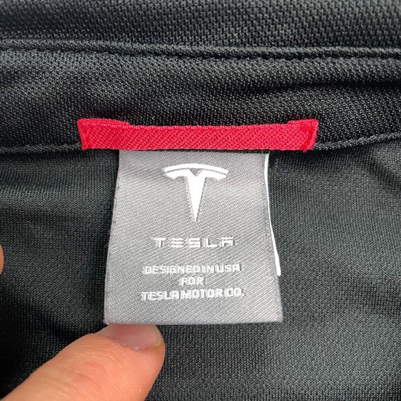 Tesla Performance Stretch Polo Shirt Womens Large Black Hidden Button Ladies - Picture 3 of 12